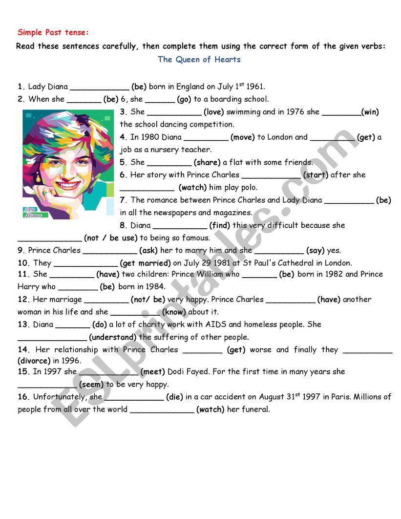 Past Tense Worksheets, ESL Worksheets