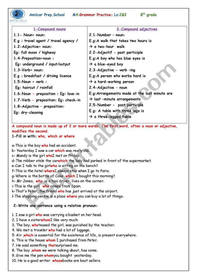 7th form  worksheet