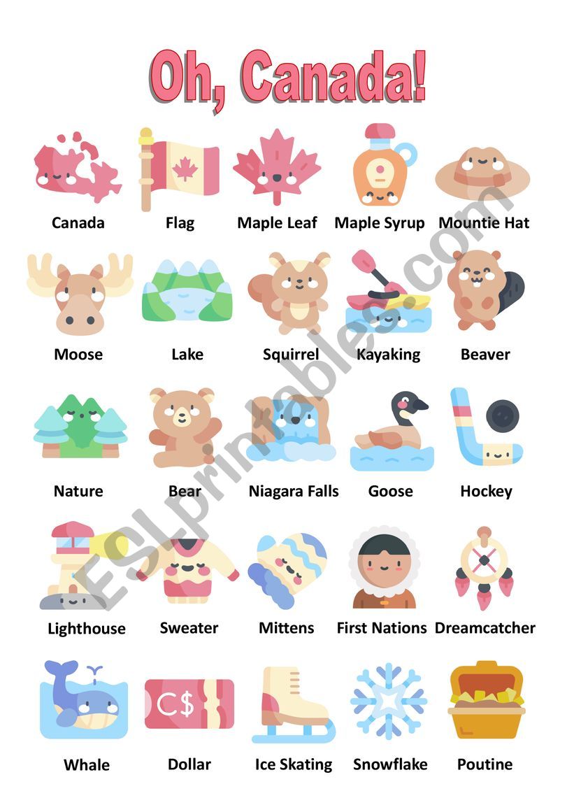 Oh Canada! Picture Dictionary worksheet