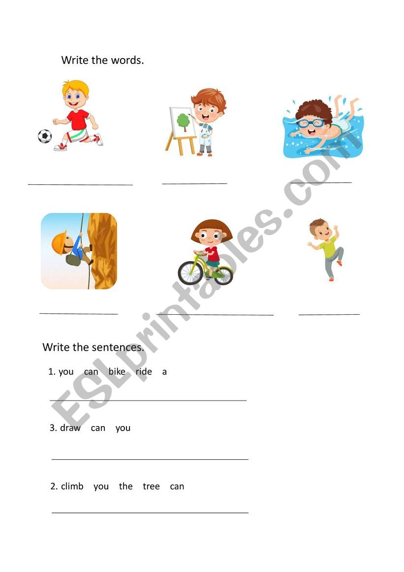 can you worksheet -Yes，I can.No，I can.