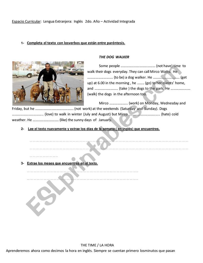 Simple Present and the time worksheet