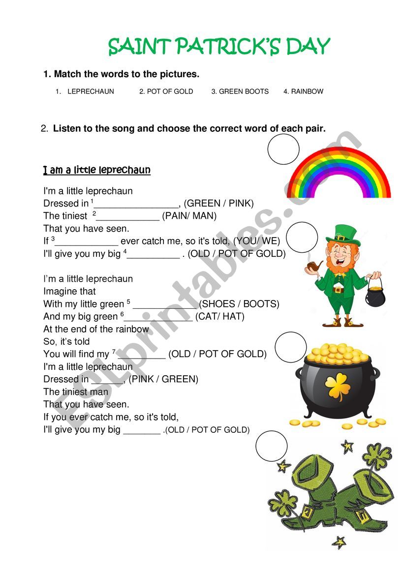 I am a little leprechaun worksheet