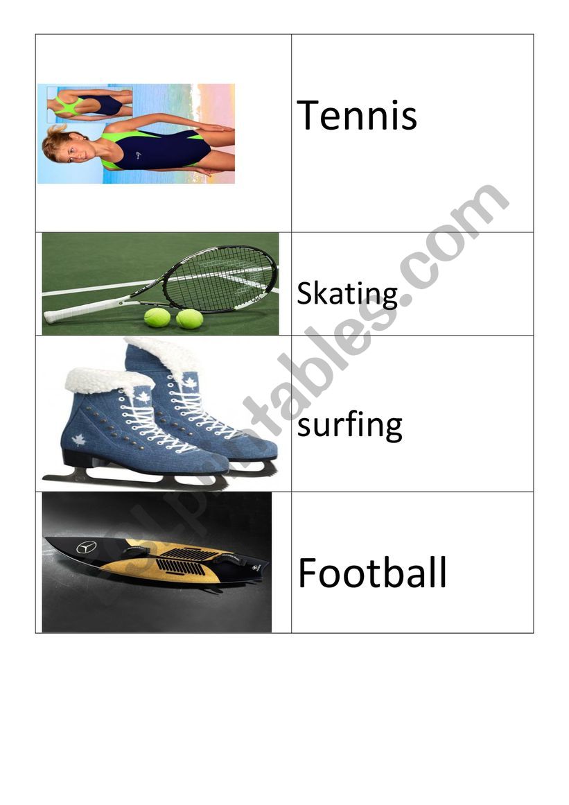 Sport domino worksheet