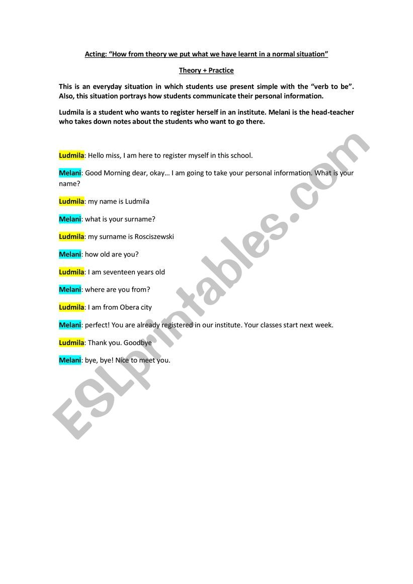 Personal questions worksheet