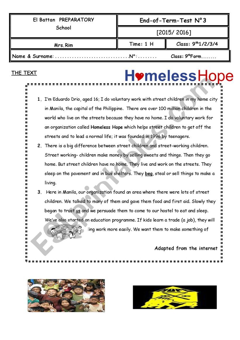 end term test 3  worksheet