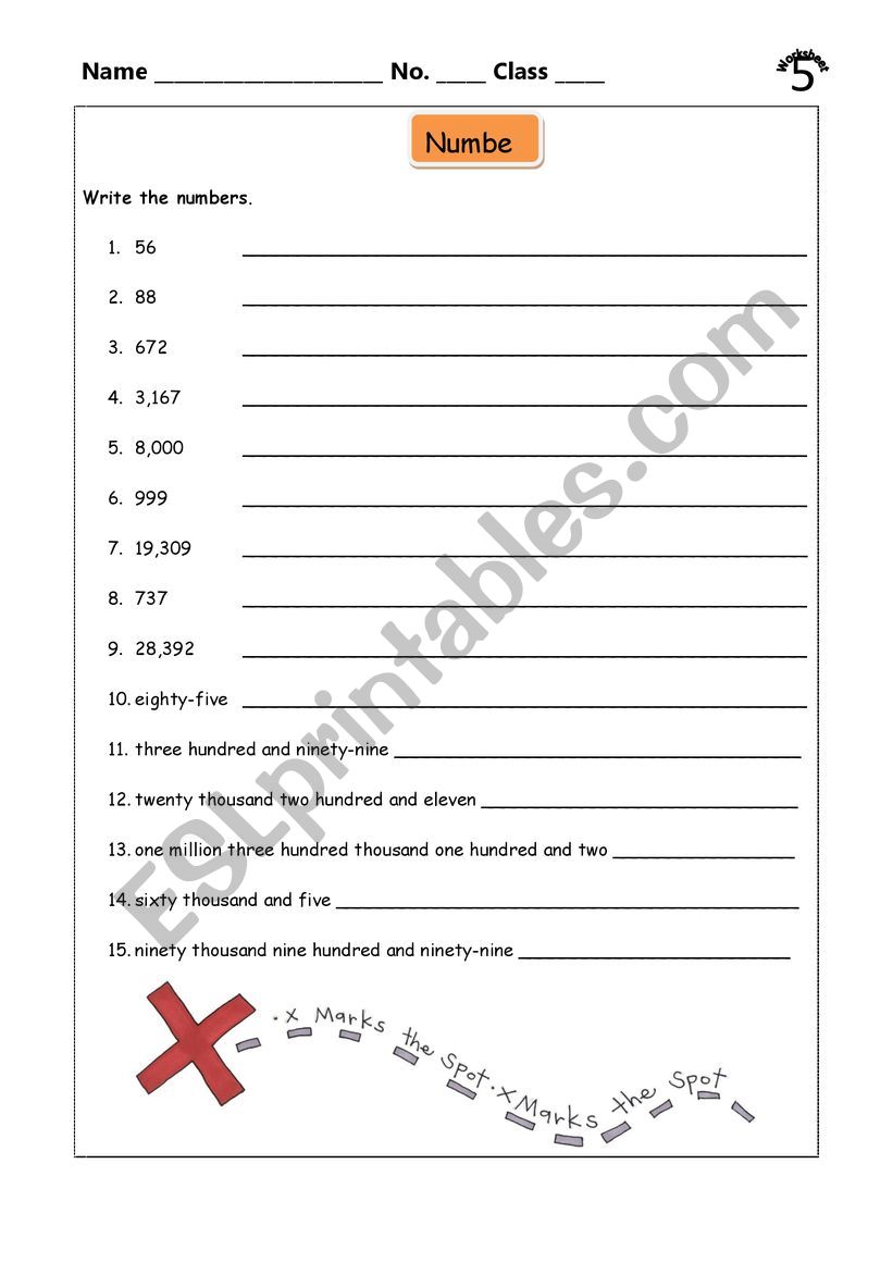 Writing Number worksheet