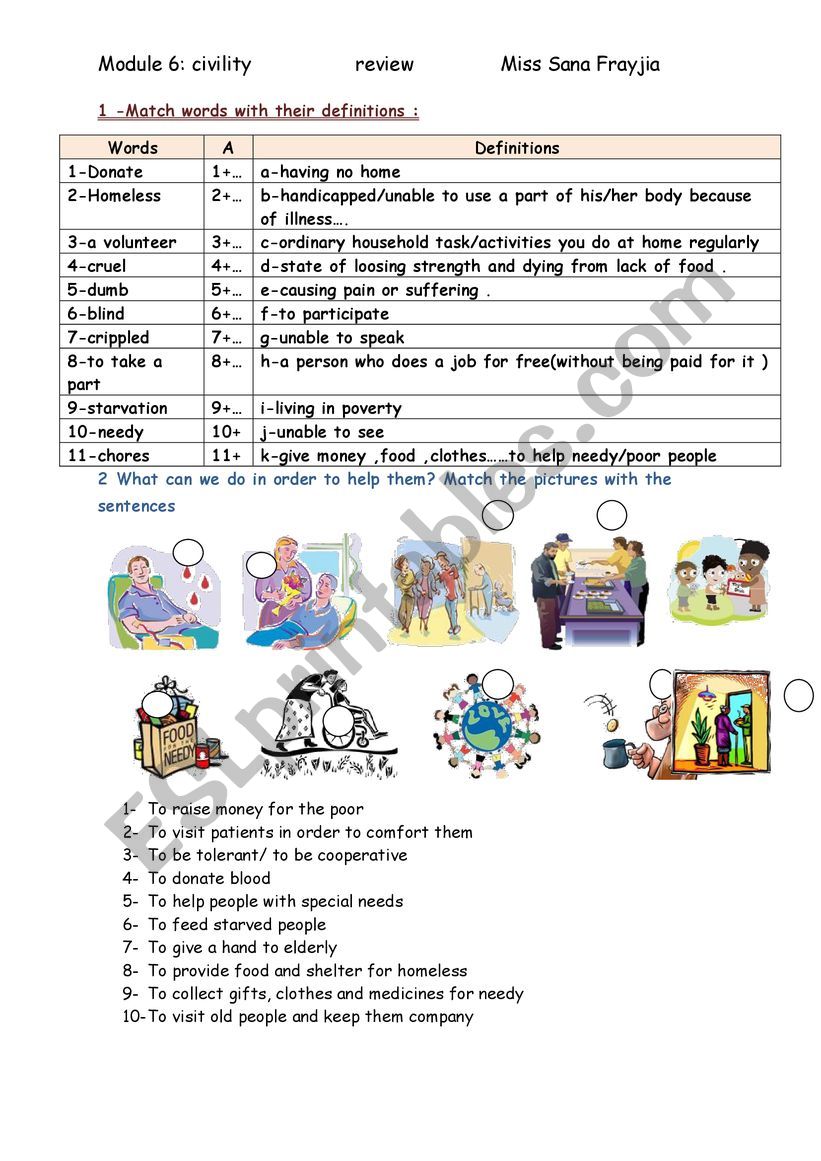 Voluntary work review worksheet