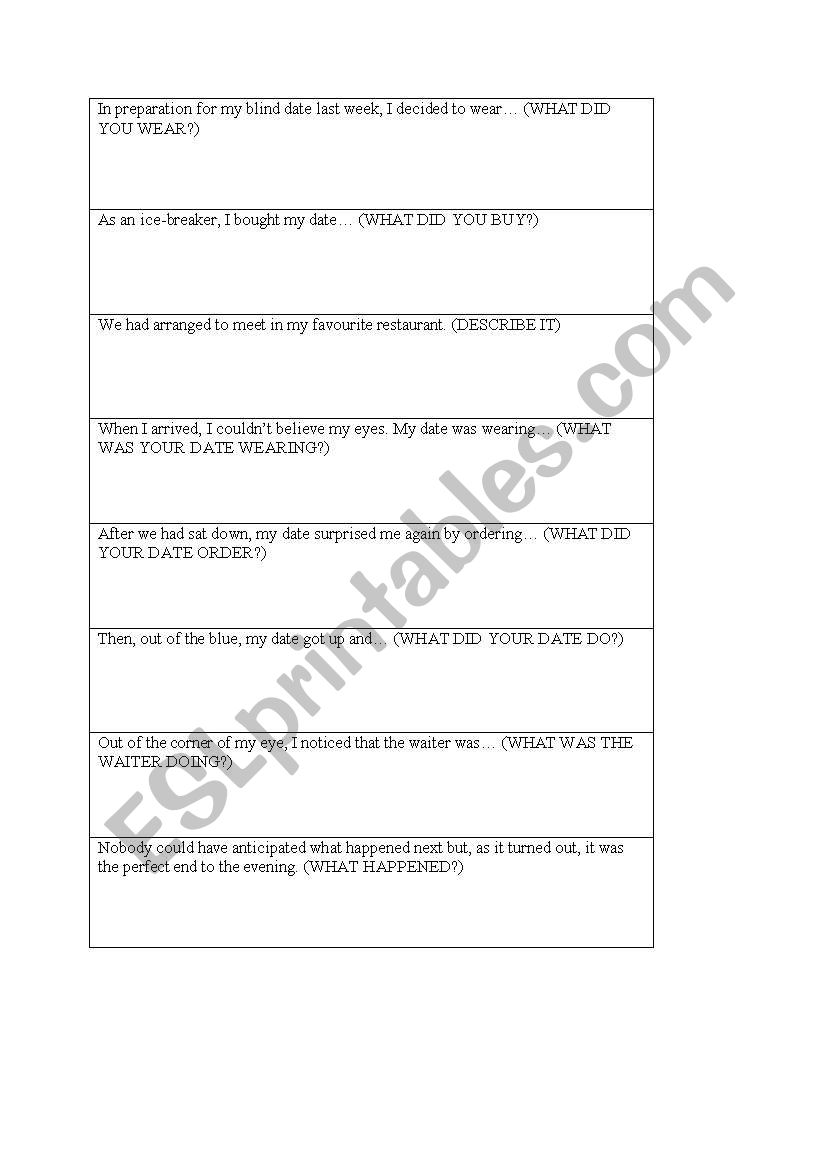 Blind Date worksheet