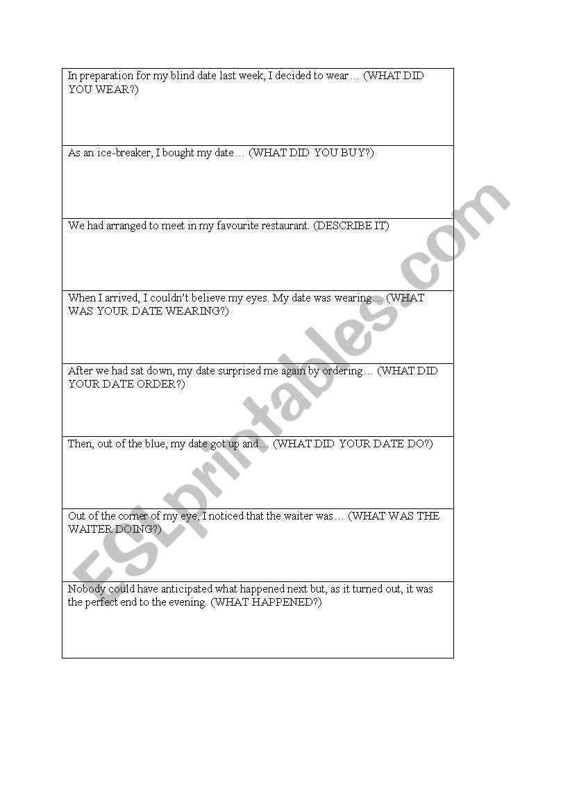 Blind Date worksheet