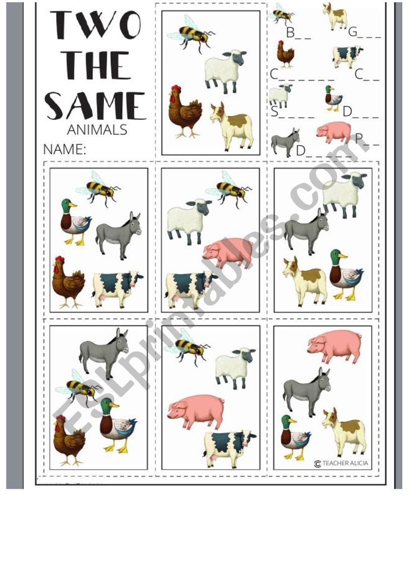 farm animal snap worksheet