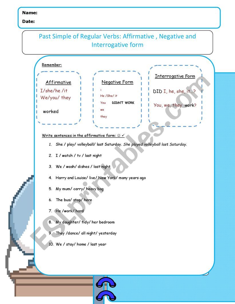 Regular verbs in the past drillings