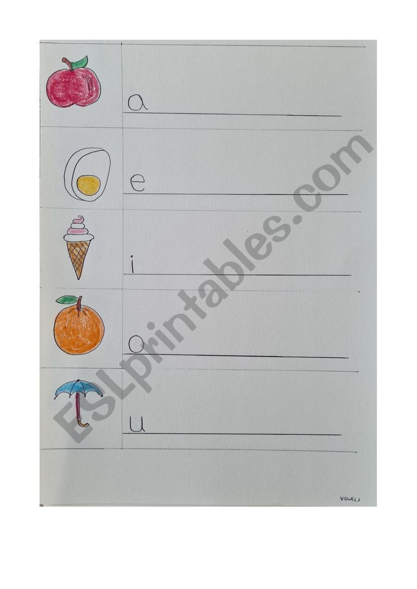 Vowel Practice (hand drawn) worksheet