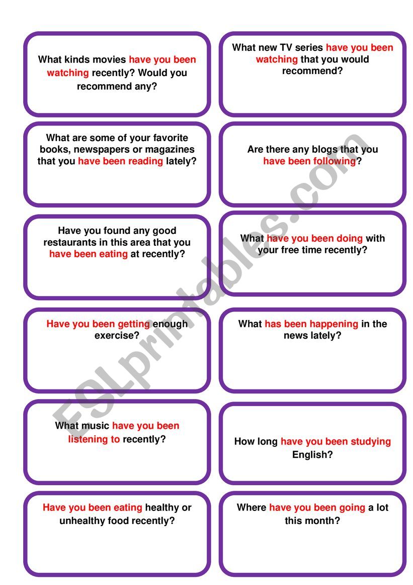 Present Perfect Continuous worksheet