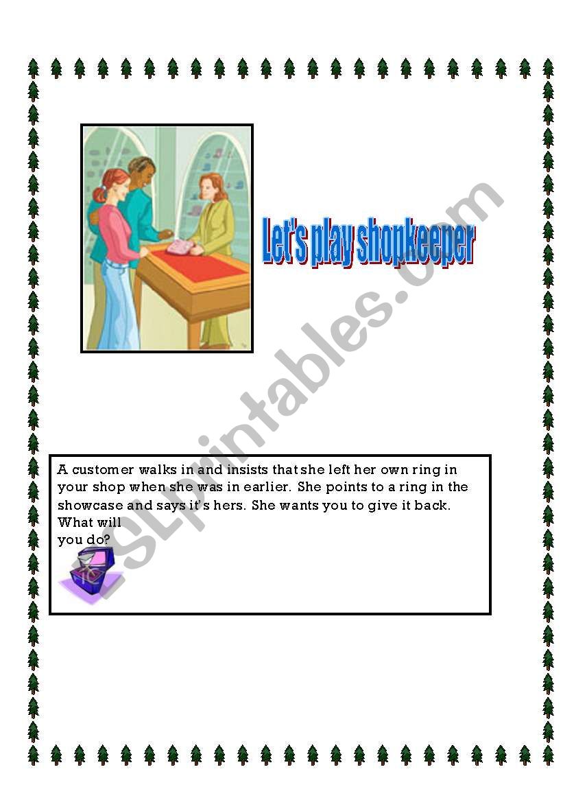 role play cards- lets play shopkeeper