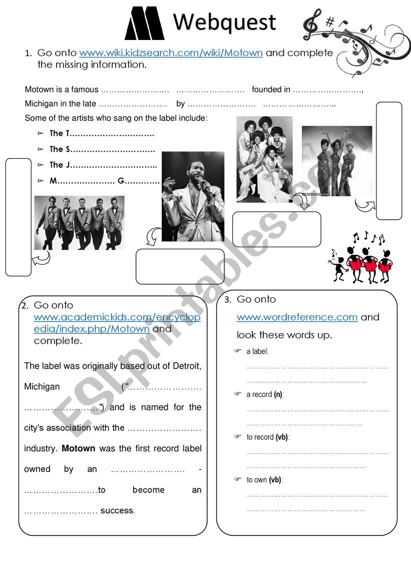 Motown Webquest worksheet