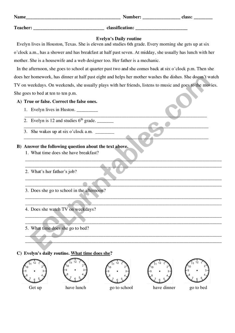 small test worksheet