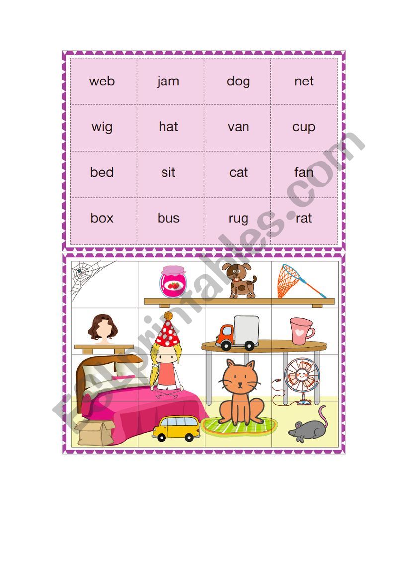 phonics cvc vocabulary worksheet
