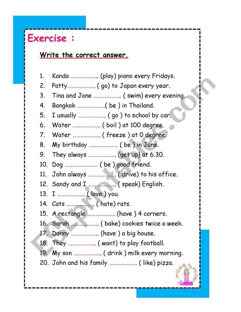 simple present worksheet