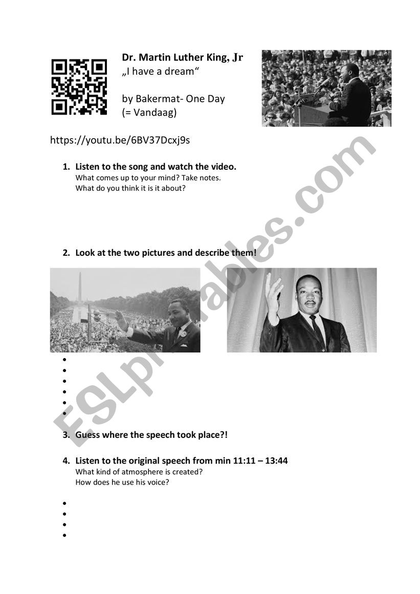 Marin Luther King Jr.  worksheet