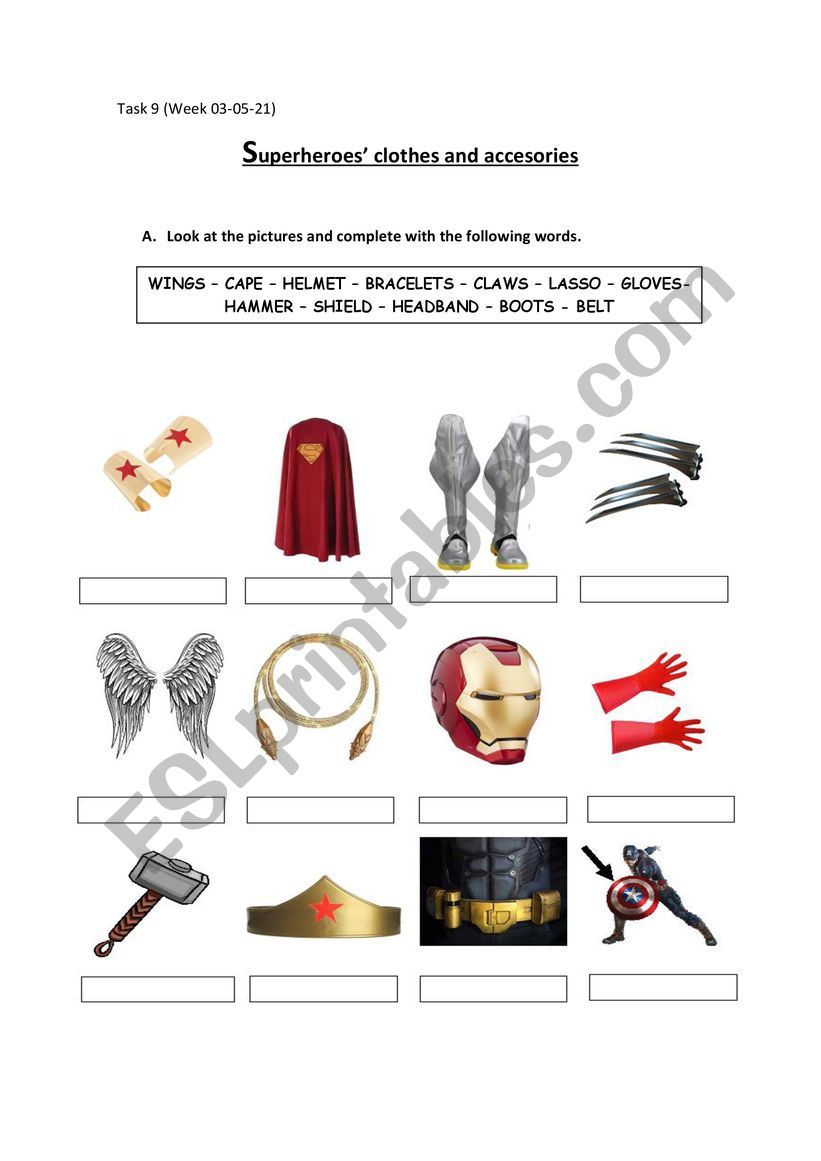 Superheroes� clothes and accesories