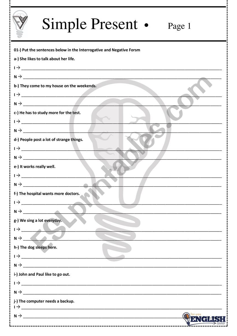 Simple Present worksheet