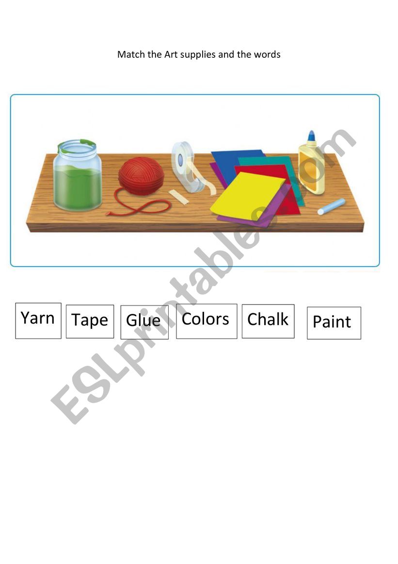 Art supplies worksheet
