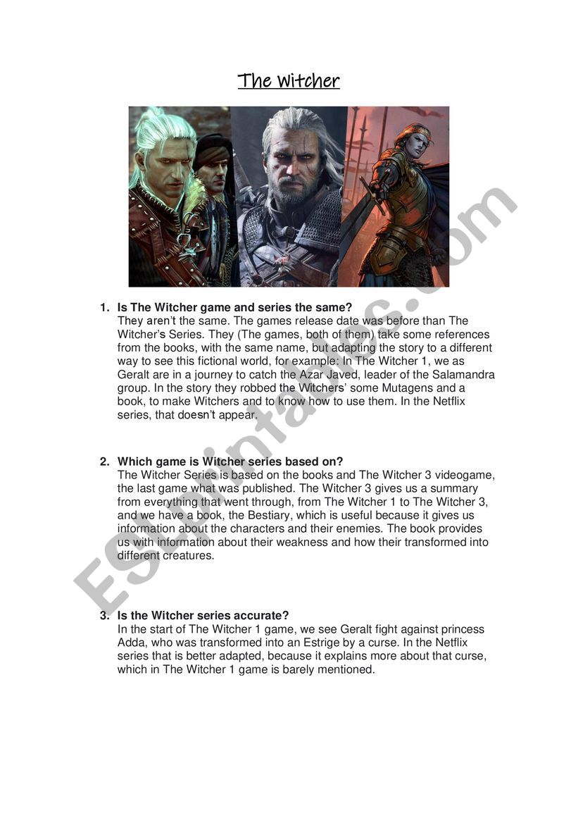 The Witcher videogame vs series answers
