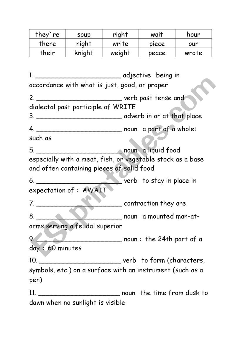 Spelling Words Definitions Grade 3 Week 29