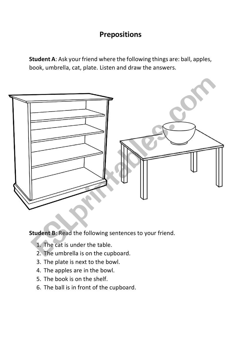 Prepositions worksheet
