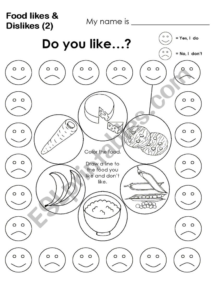 Food likes worksheet