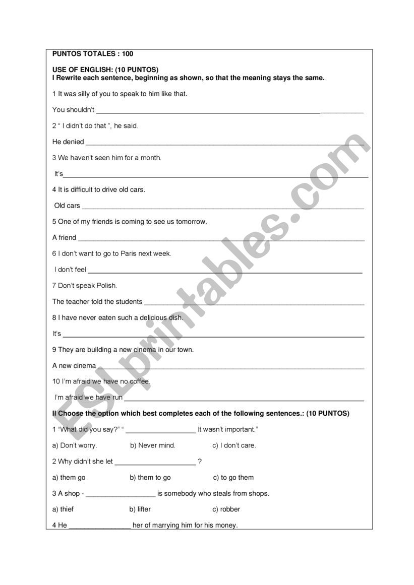 B2 FINAL TEST worksheet