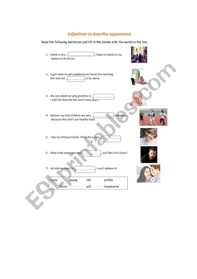 Describing appareance worksheet