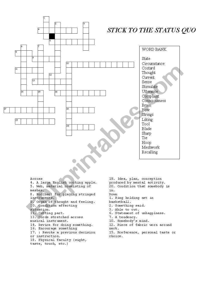 Stick To The Status Quo Crossword (High School Musical)