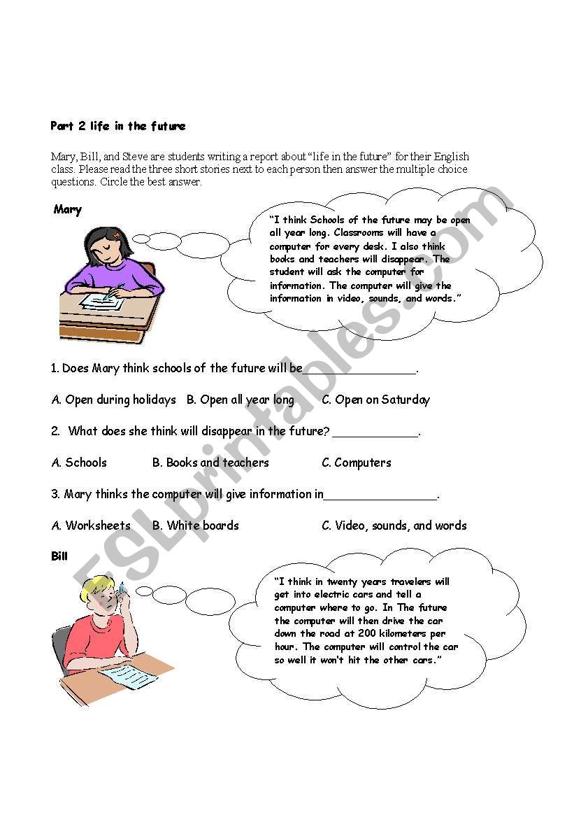 Reading Quiz part 2: Life in the Future