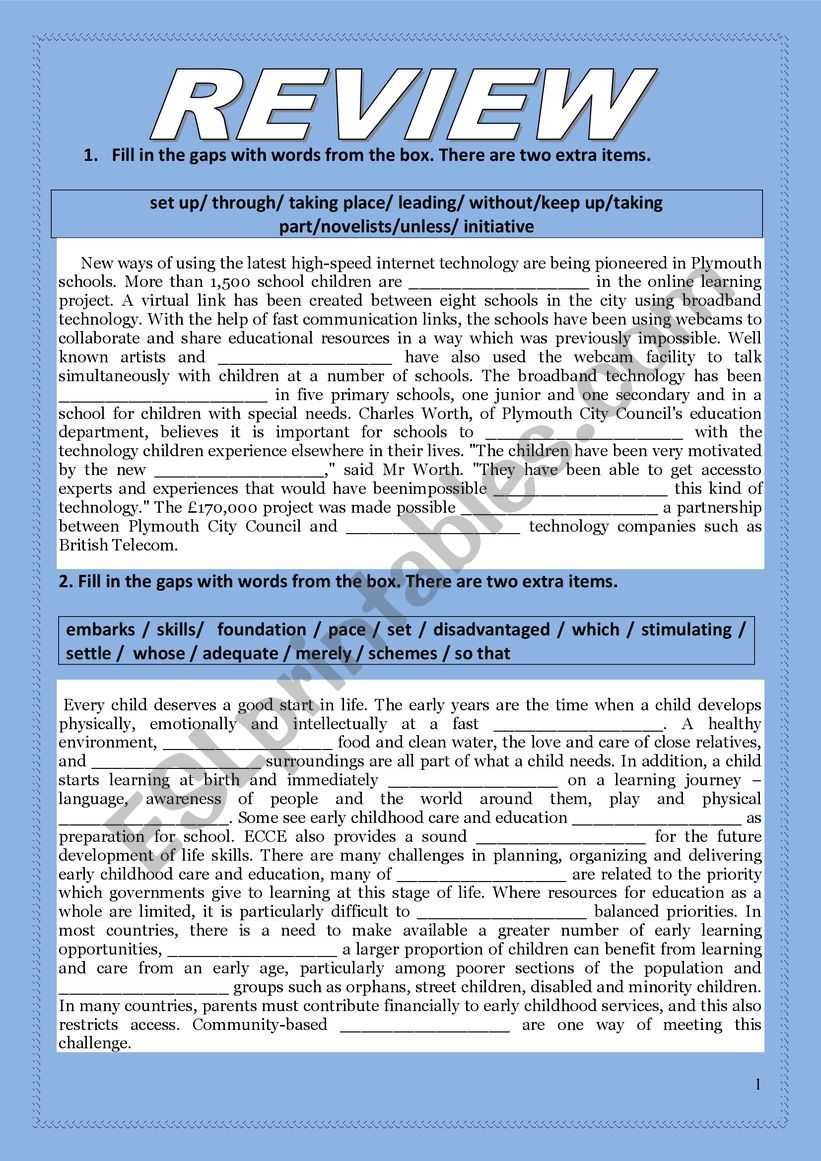 review for module two ESL worksheet by somairiadh