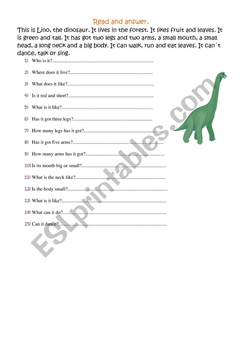 The dinosaur worksheet