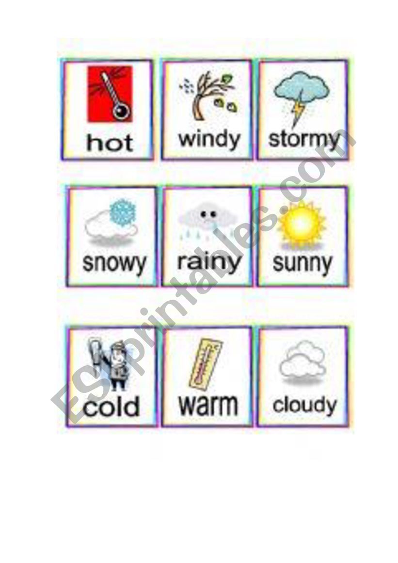 Weather flashcard worksheet