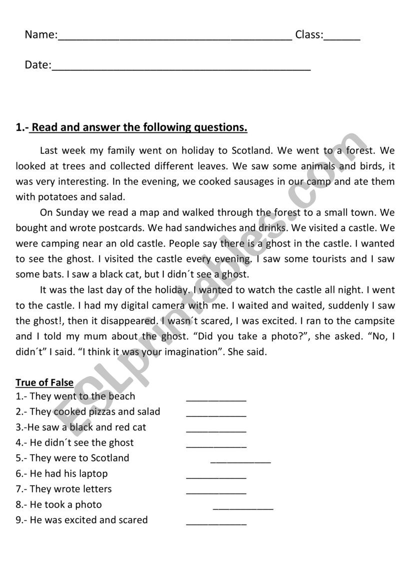 Present and simple past worksheet