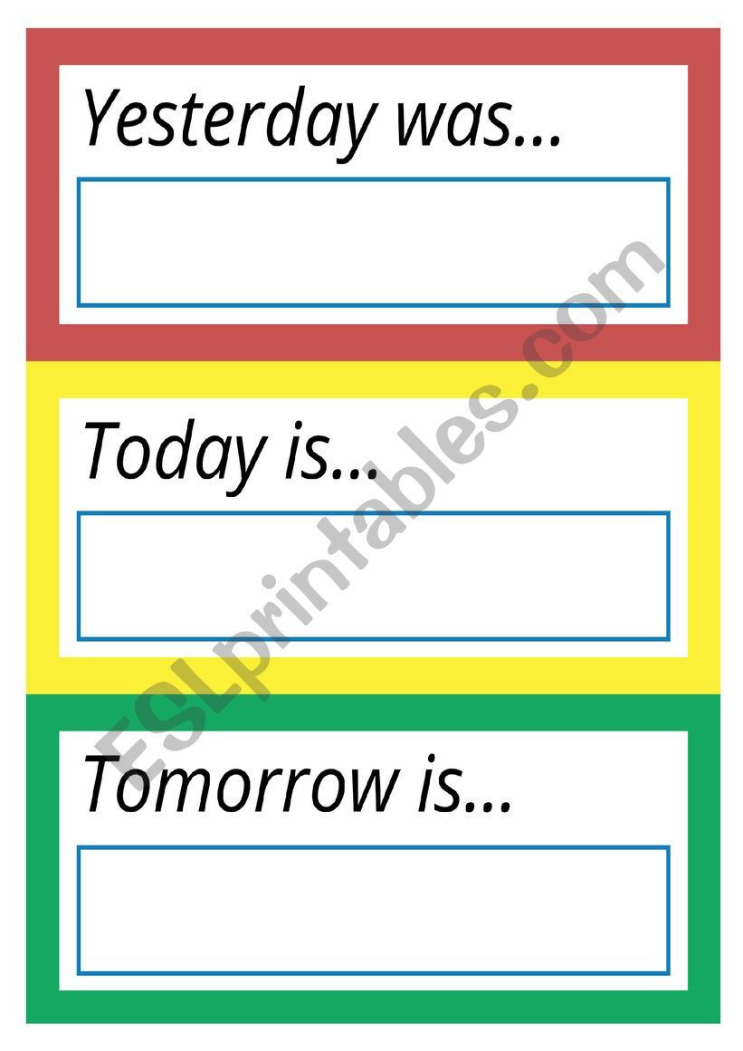 Days of the week references worksheet