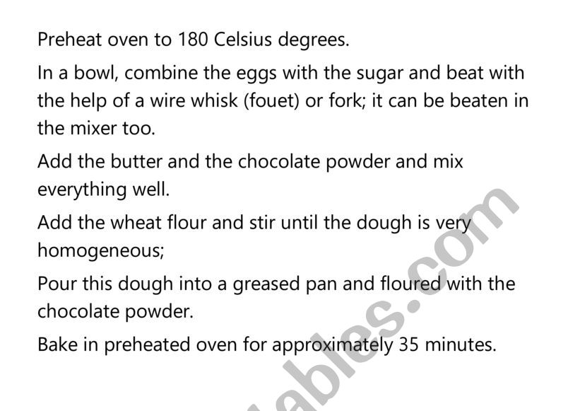 Brownie instructions sentence order game