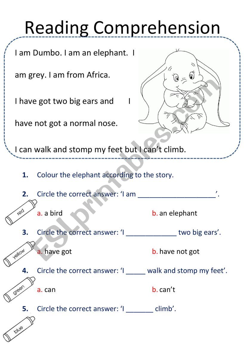 READING COMPREHENSION worksheet