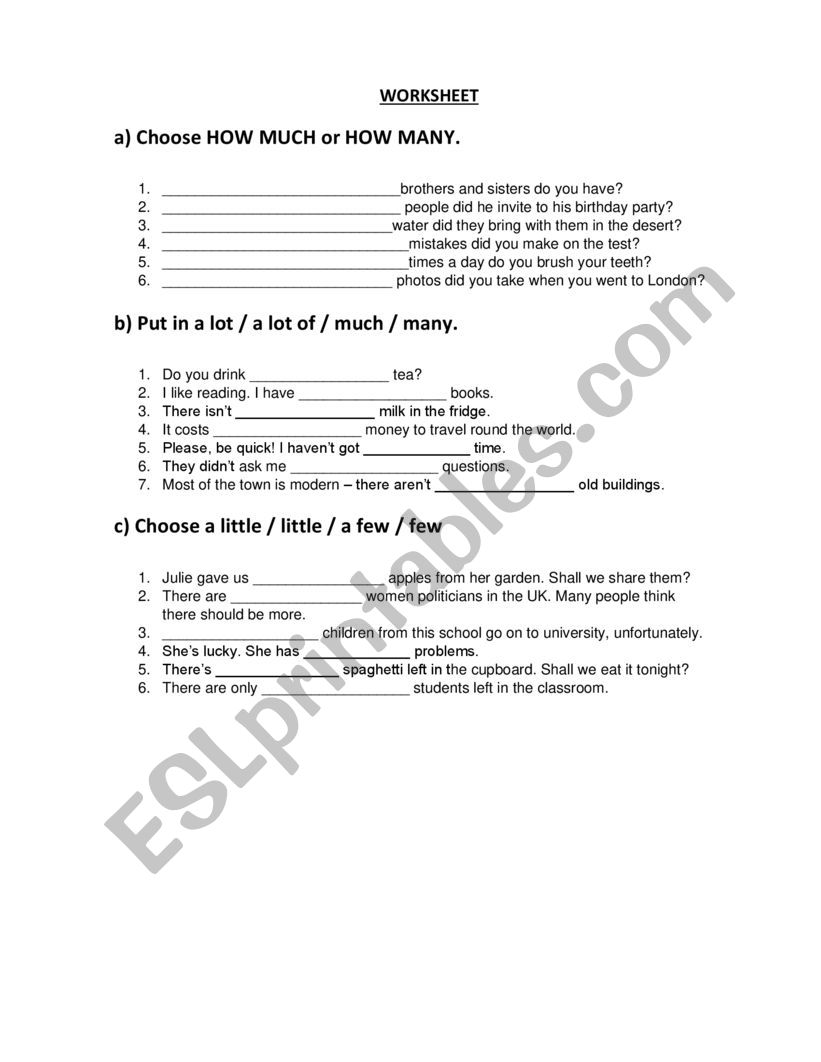 Quantifiers worksheet