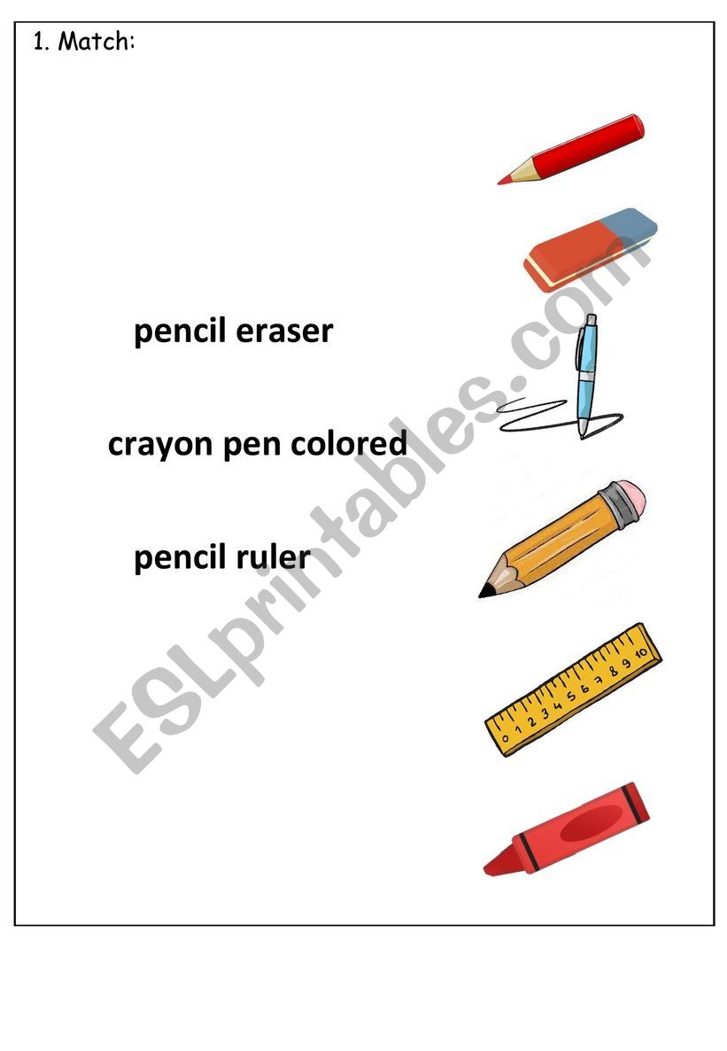 SCHOOL SUPPLIES worksheet