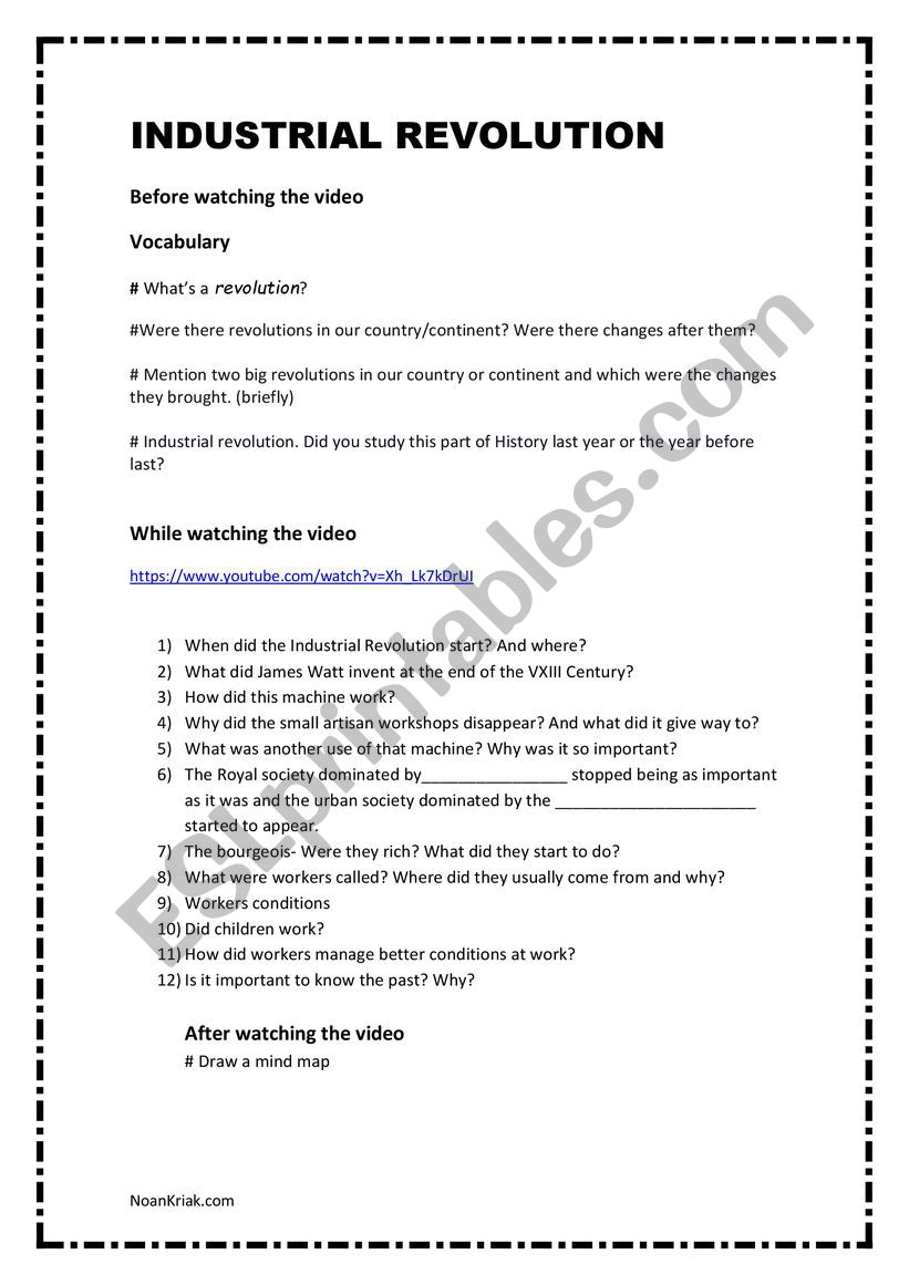 INDUSTRIAL REVOLUTION worksheet