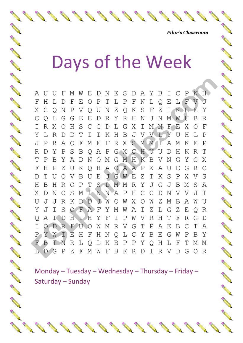Day of the week worksheet
