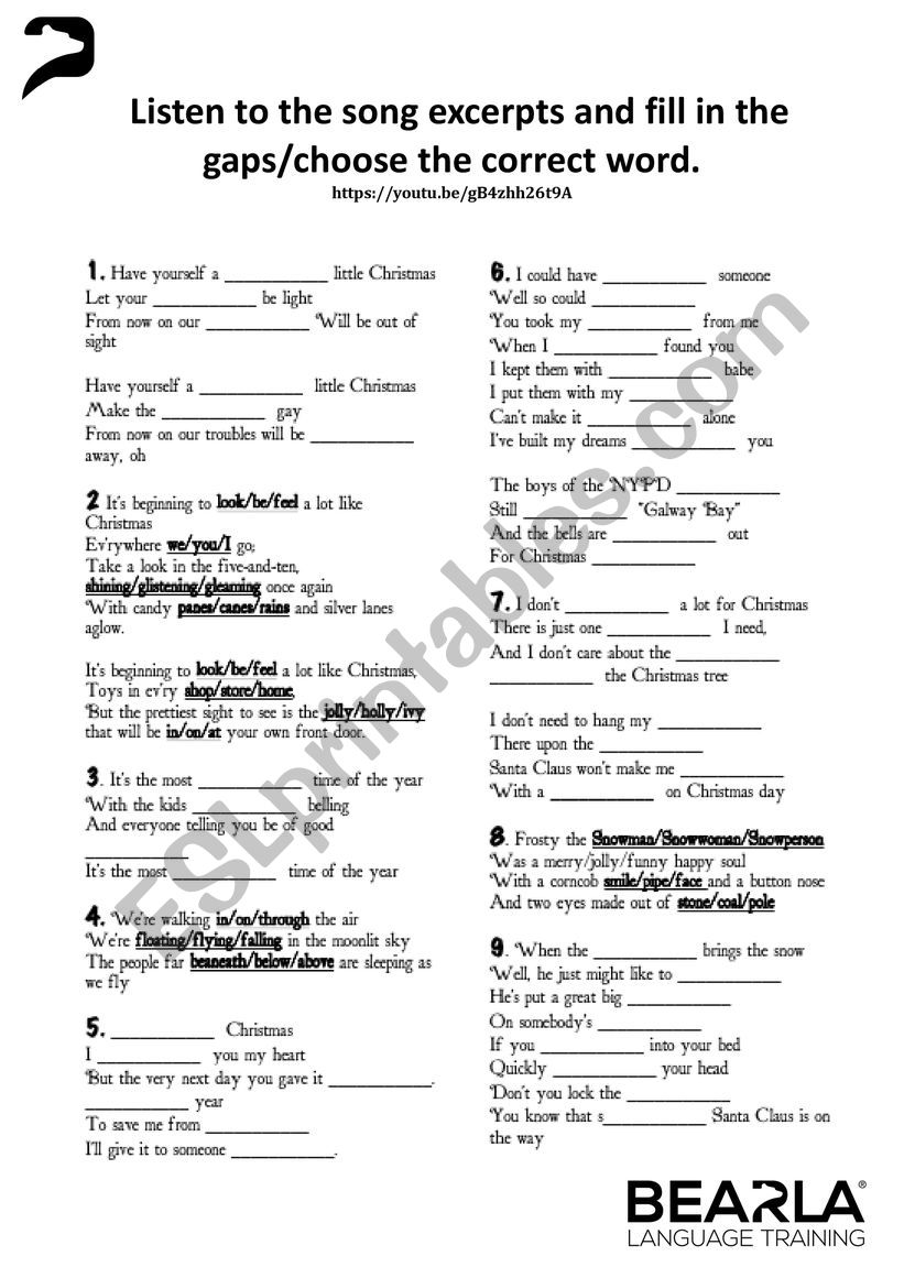 christmas  worksheet