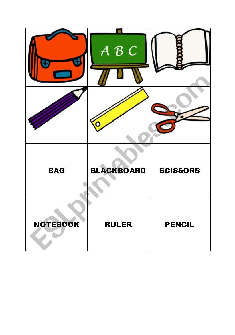 MEMORY GAME (CARDS) - SCHOOL worksheet
