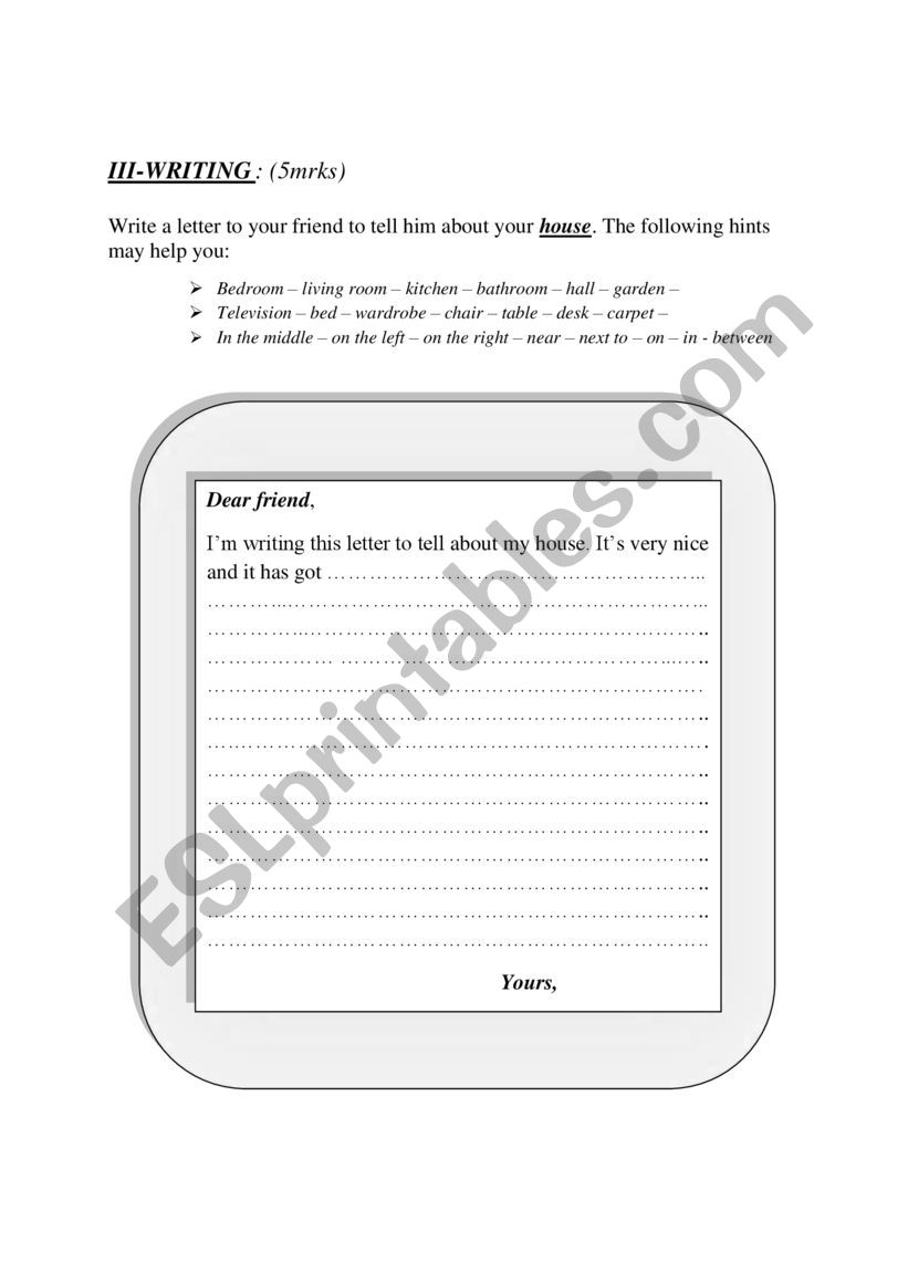 test worksheet