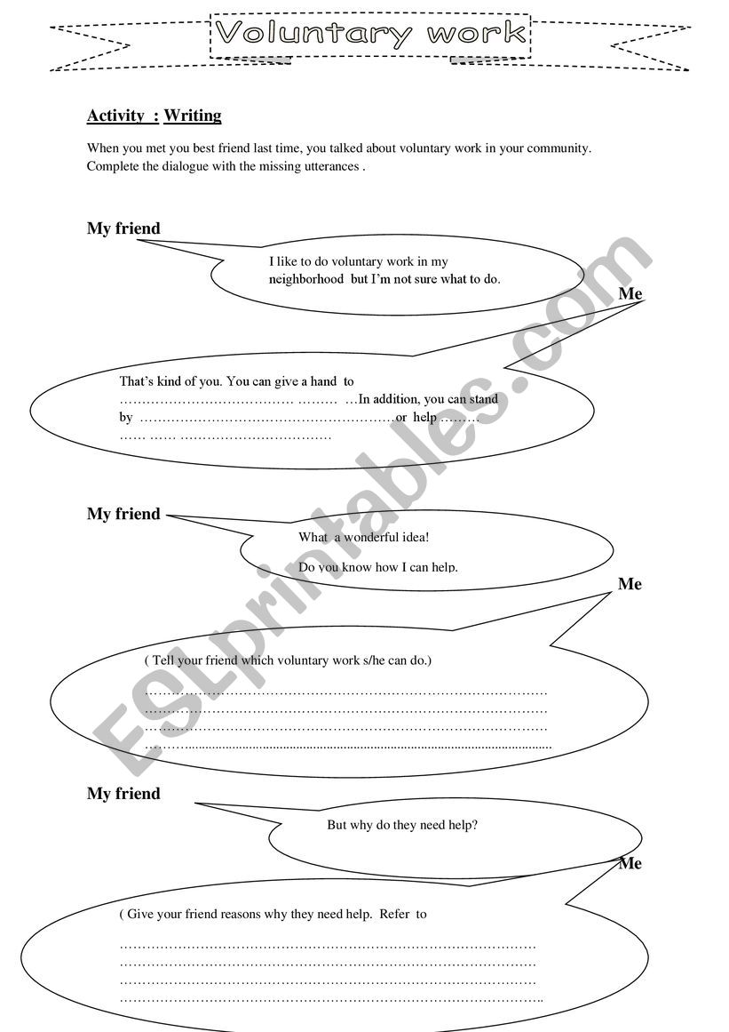 VOLUNTARY WORK worksheet