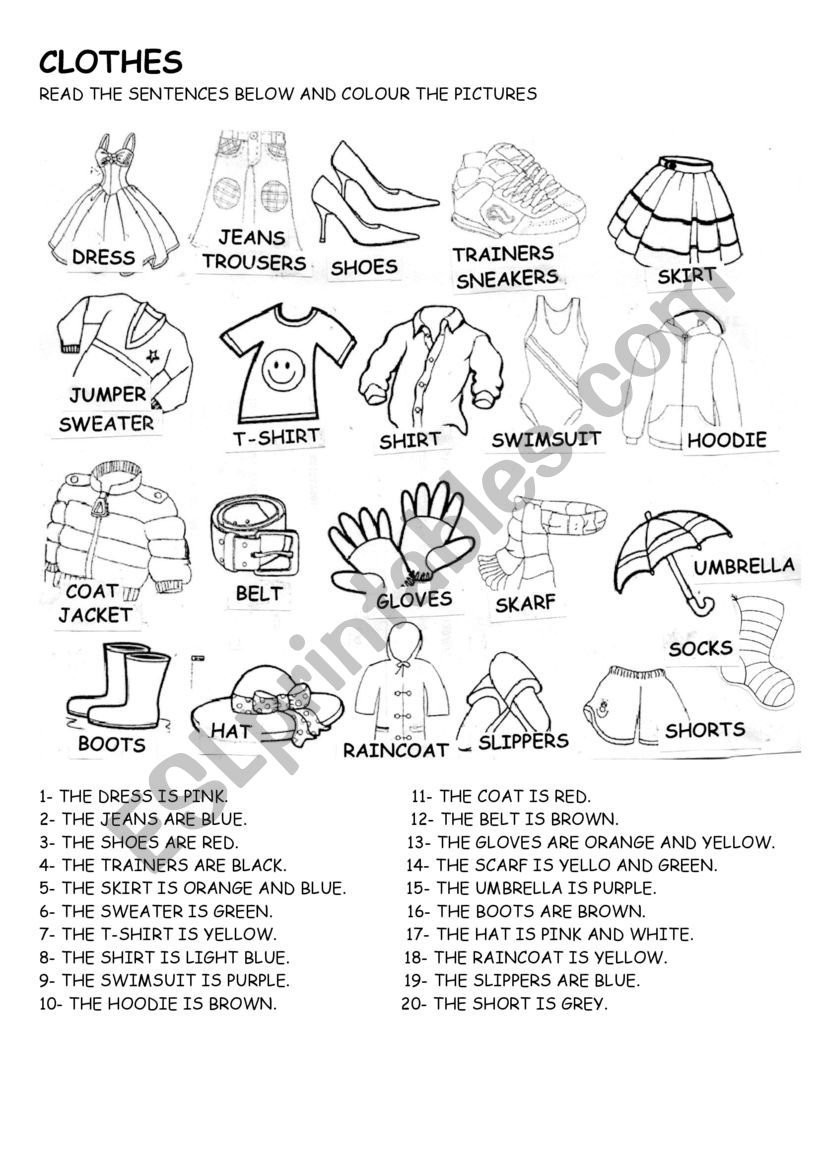 CLOTHES worksheet